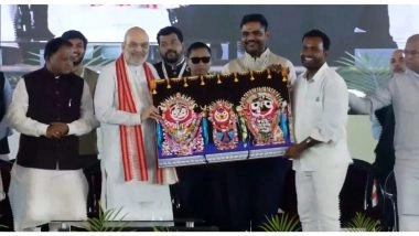 India News | Union Home Minister Amit Shah Receives Lord Jagannath's Portrait During Odisha Visit