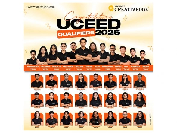 Business News | Creative Edge by Toprankers Announces UCEED 2026 Results: 7 Students Secure AIR Under 100, Nearly Half the Batch Qualifies