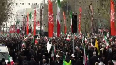 World News | Iran: Large Crowds Attend Funeral Procession in Tehran for Victims of US-Israeli Airstrikes