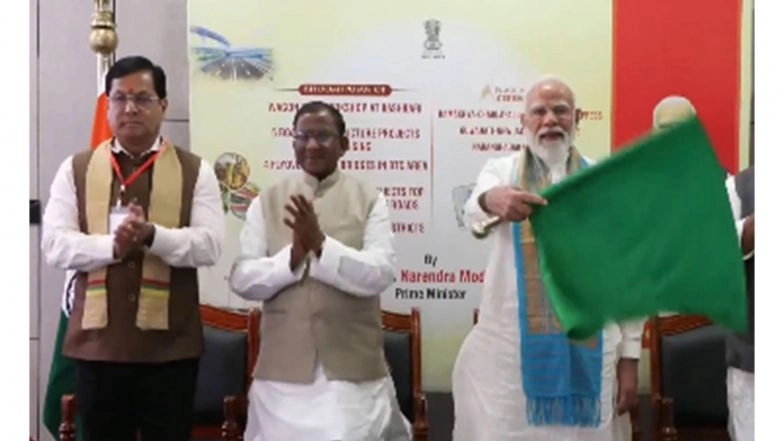 India News | PM Modi Flags off Three New Train Services, Unviels Projects Worth over Rs 4,570 Crore in Assam