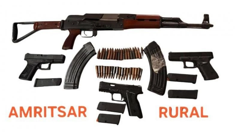 India News | Two Arrested, AK-47, Glock Pistols Seized in Amritsar Cross-border Arms Raid