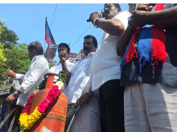 India News | DMK, Congress, VCK Stage Protest over LPG Shortage in Chennai