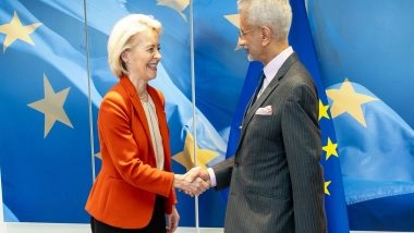 World News | Jaishankar, Ursula Von Der Leyen Discuss West Asia Developments; India, EU Focused on FTA Implementation