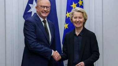 World News | EU President Ursula Von Der Leyen to Visit Australia from March 23 to 25
