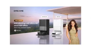 Business News | Dreame Technology Expands Its Product Portfolio with the Launch of L40 Ultra AE and D20 Ultra All-in-one Robotic Vacuums in India