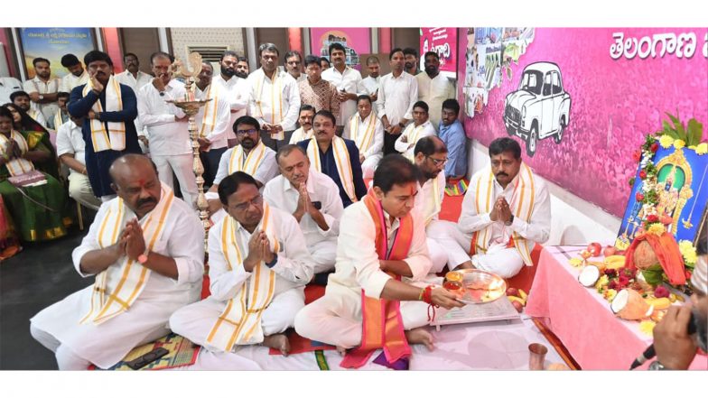India News | KT Rama Rao Takes Part in Ugadi  Panchanga Sravanam at Telangana Bhavan