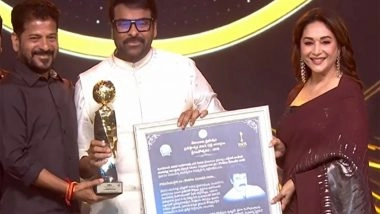 Entertainment News | Madhuri Dixit Presents NTR National Award to Chiranjeevi at Gaddar Awards