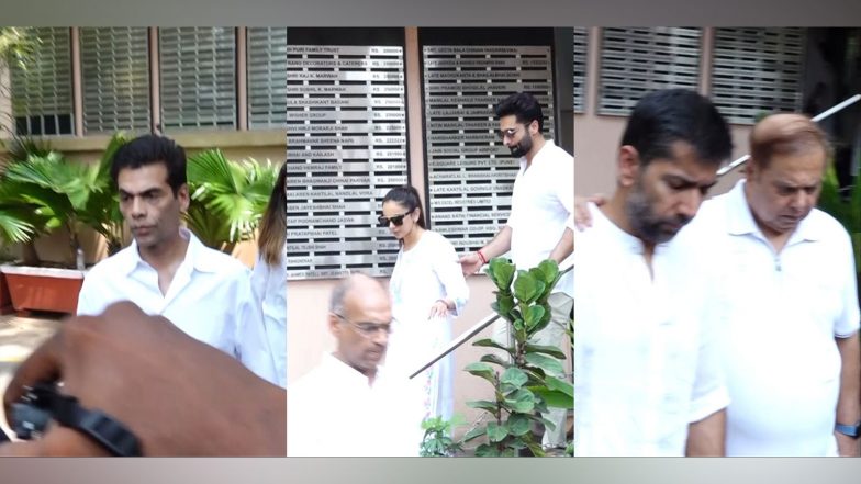 Manish Malhotra's Mother's Funeral: Karan Johar, Saiyami Kher, David Dhawan, Other Celebs Attend Last Rites (Watch Video)