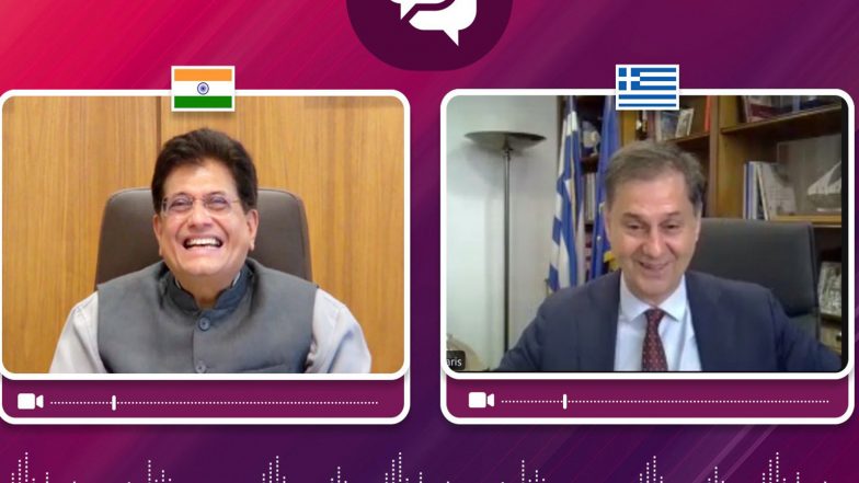 Business News | Piyush Goyal Interacts with Greece Deputy Minister of Foreign Affairs to Discuss Deepening Cooperation Between the Two Nations