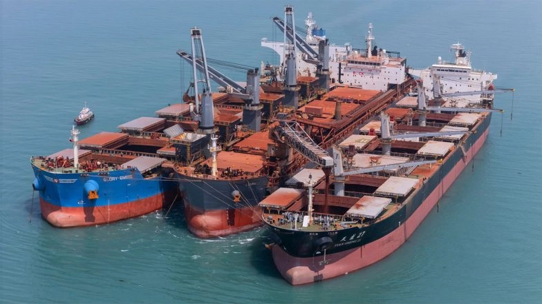 India News | Deendayal Port Kandla Achieves First-ever Triple Banking Ship-to-ship Operation at Strong Tidal Port