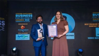 Business News | Prasanna Kumar Ballipagu of Shree Kusha Ventures Honoured by Saina Nehwal as Telangana's Best Premium Plot Developer 2026