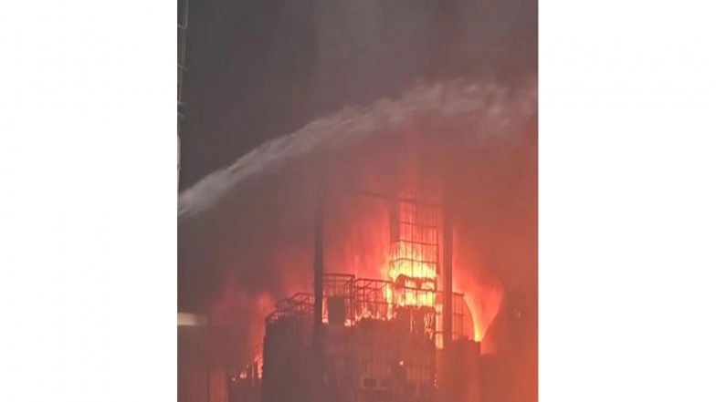 India News | Gujarat: Massive Fire Breaks out at Kandla Special Economic Zone in Gandhidham