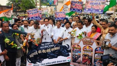 India News | MP: Congress Protests in Bhopal Against BJP Govt over Inflation