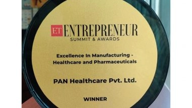 Business News | PAN Health Wins 'Excellence in Manufacturing - Healthcare & Pharmaceuticals' at ET Entrepreneur Awards 2026