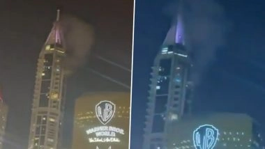 UAE Intercepts Iranian Missile and Drone Barrage; Debris Hits Dubai Marina Tower (Watch Videos)