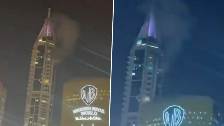 UAE Intercepts Iranian Missile and Drone Barrage; Debris Hits Dubai Marina Tower (Watch Videos)