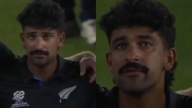 Ish Sodhi Spotted Crying During New Zealand's National Anthem Ahead of IND vs NZ T20 World Cup 2026 Final (Watch Video)