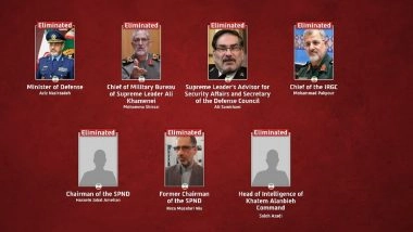 Iran-Israel War: Iranian Defence Minister Aziz Nasirzadeh, IRGC Chief Mohammad Pakpour Among 7 Top Commanders Killed in US-Israeli Strikes