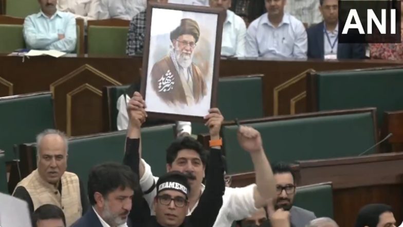 Jammu and Kashmir: National Conference MLAs Protest in Assembly, Express Solidarity With Iran Over Killing of Ayatollah Ali Khamenei (Watch Video)