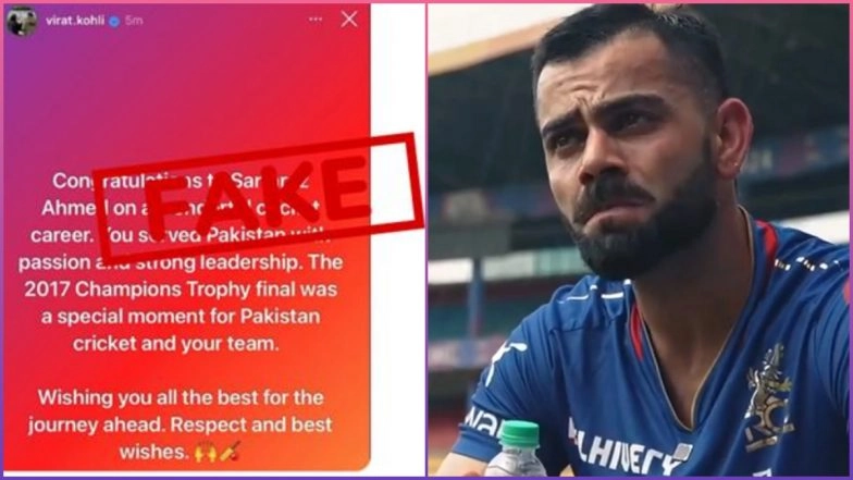 Did Virat Kohli Post Instagram Story&nbsp;on Pakistan Cricketer Sarafraz Ahmed's Retirement? Here's the Fact Check