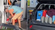 Australia Fuel Crisis: Viral Video Shows Man Filling Bottles With Petrol Amid Fuel Shortage in Country
