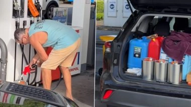 Australia Fuel Crisis: Viral Video Shows Man Filling Bottles With Petrol Amid Fuel Shortage in Country