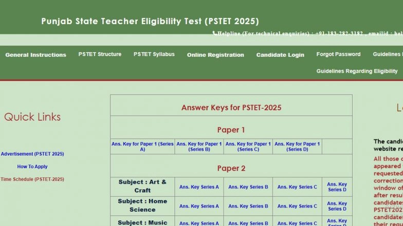 PSTET 2026 Provisional Answer Key Released at pstet2025.org