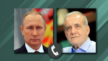 Vladimir Putin Speaks to Iran’s President Masoud Pezeshkian, Condoles Killing of Ayatollah Khamenei; Calls for Immediate Ceasefire