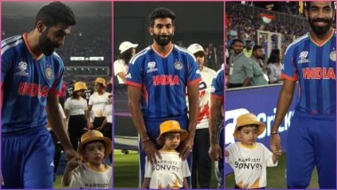 Jasprit Bumrah Walks Out With Son Angad for National Anthem During T20 World Cup 2026 Final (Watch Video)