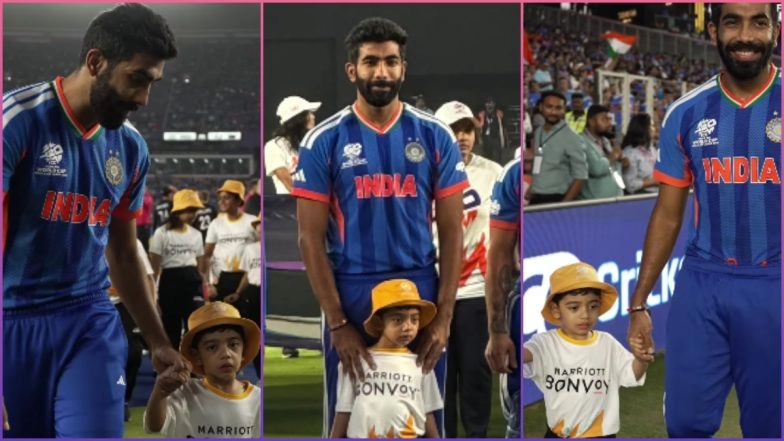 Jasprit Bumrah Walks Out With Son Angad for National Anthem During T20 World Cup 2026 Final (Watch Video)