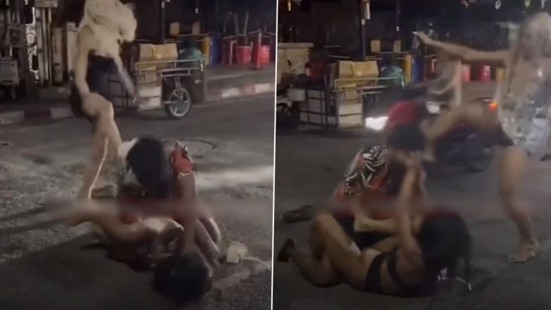 Indian Tourist Attacked, Knocked Out by Ladyboys in Thailand Street Fight Over Money Dispute; Video Goes Viral