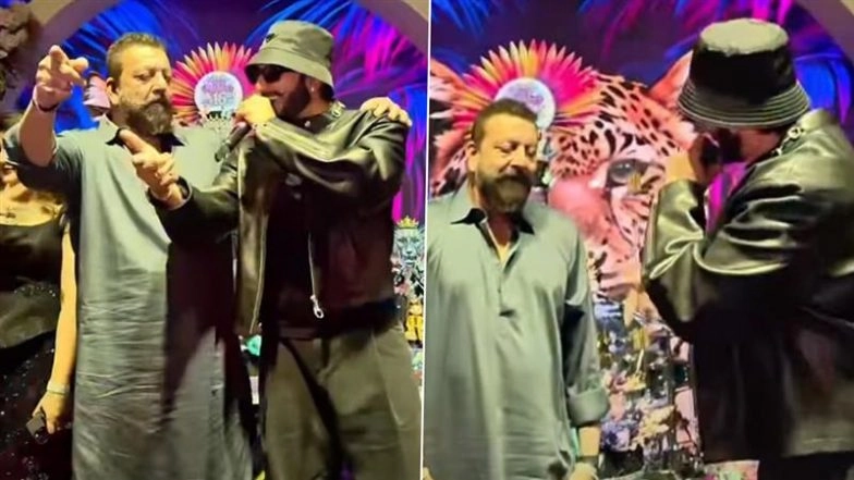 Real &lsquo;Aari Aari&rsquo; Moment: Ranveer Singh, Sanjay Dutt and Shah Rukh Khan Celebrate &lsquo;Dhurandhar 2&rsquo; Success at Mumbai Party; Video Goes Viral (Watch)