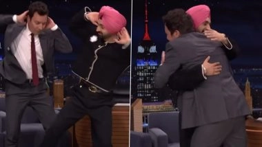 Diljit Dosanjh Brings ‘Aura’ to ‘The Tonight Show’, Punjabi Singer Teaches Jimmy Fallon Some Bhangra Moves (Watch Video)