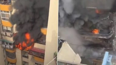 Ghaziabad Building Fire: Massive Blaze at Gaur Green Avenue iN Indirapuram  Guts 8 Flats, No Fatalities; Residents Evacuated (Watch Videos)