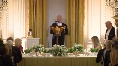 ‘You’d Be Speaking French’: King Charles Roasts US President Donald Trump With History Joke at White House Dinner (Watch Video)