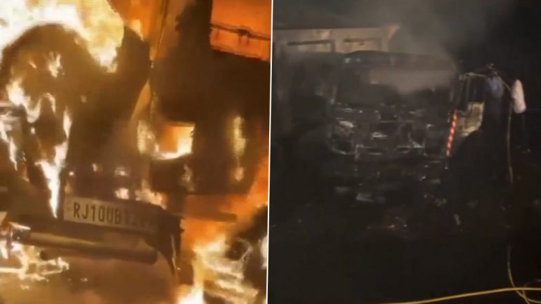 Rajasthan: 3 Charred to Death After Car Collides With Dumper Truck in Churu