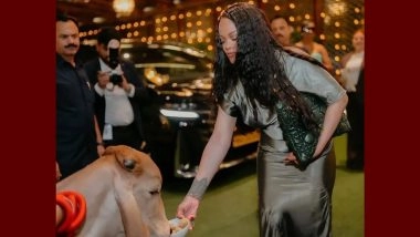 Rihanna Faces &lsquo;Doglapan&rsquo; Backlash After Feeding Cow While Holding INR 4.3 Lakh Calfskin Dior Bag in Mumbai (View Post)