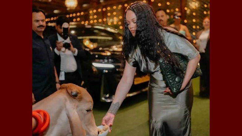 Rihanna Faces &lsquo;Doglapan&rsquo; Backlash After Feeding Cow While Holding INR 4.3 Lakh Calfskin Dior Bag in Mumbai (View Post)