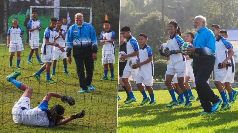 'Nothing Like Playing Football With Young Friends': PM Narendra Modi Shares Glimpse of &lsquo;Lovely Gangtok Morning&rsquo; (See Pics)
