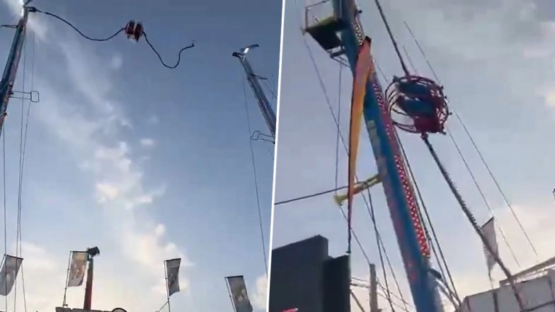 Horror at Seville Fair in Spain: Cable Snaps Mid-Air on ‘Steel Max’ Ride, 4 Injured as Children Left Dangling 300ft High (Watch Video)