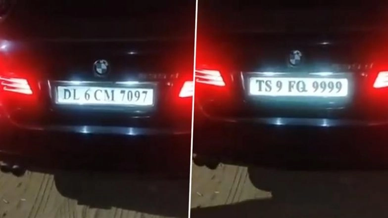 Hyderabad: ‘Drunk’ BMW Driver Uses ‘James Bond-Style’ Gadget To Change Number Plate, Gets Caught (Watch Video)