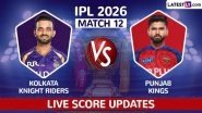 Kolkata Knight Riders vs Punjab Kings Live Score Updates IPL 2026 Match Kolkata Knight Riders vs Punjab Kings Live Score Updates IPL 2026 Match