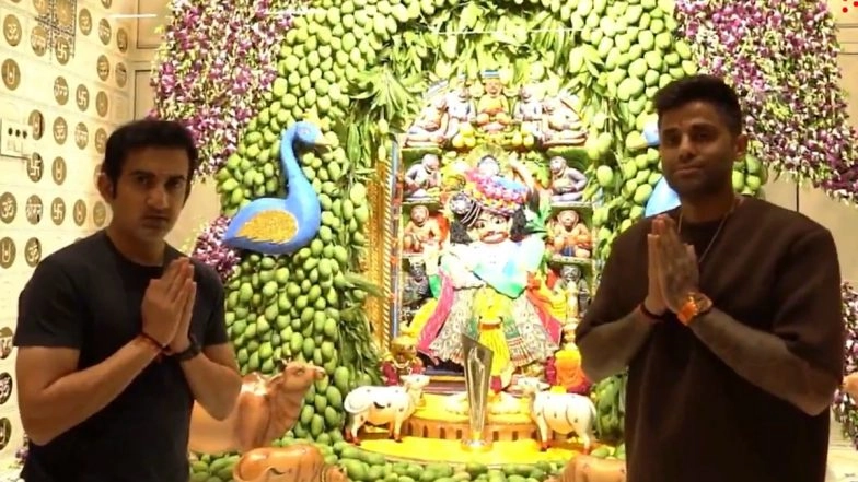 Gautam Gambhir and Suryakumar Yadav Visit Salangpur Hanuman Mandir with ICC T20 World Cup 2026 Trophy (Watch Video)