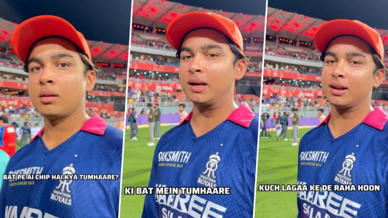 &lsquo;Bhagwaan Ne Lag Ke Diya Hai &hellip;&rsquo; Vaibhav Sooryavanshi&rsquo;s Witty Retort to AI Chip in Bat Goes Viral (Watch Video)