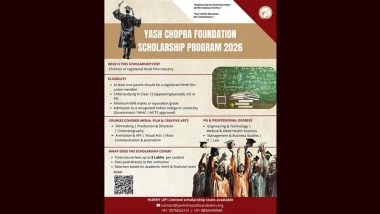 Yash Chopra Foundation YCF Scholarship 2026: Up to INR 5 Lakh for Film Industry Workers&rsquo; Children, Check Eligibility