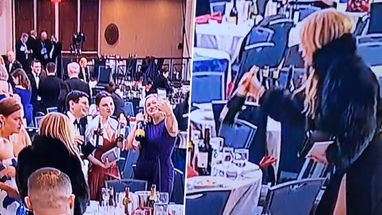 White House Dinner Shooting: Viral Video Shows Press Members Allegedly Taking Wine Bottles Amid Chaos