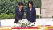 South Korean President Lee Jae-Myung, First Lady Kim Hea-Kyung Pay Tribute to Mahatma Gandhi at Rajghat (Watch Video)