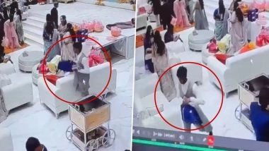 Noida: Man in Suit Steals INR 5 Lakh Jewellery Bag at Diamond Crown Banquet Hall During Engagement Ceremony, Video Goes Viral