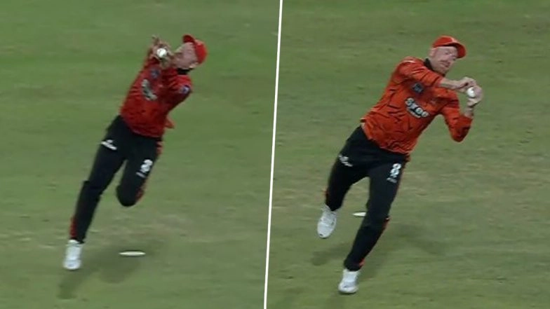 Heinrich Klaasen Takes Superman-Esque Catch To Dismiss Ayush Mhatre in SRH vs CSK IPL 2026 Match (Watch Video)