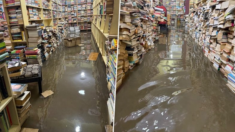 Bengaluru Rains Devastate &lsquo;The Bookworm&rsquo; on Church Street, Thousands of Books Ruined (See Pics and Video)